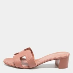 Hermes Hermès Pink Leather Oasis Sandals Size 36 For Women