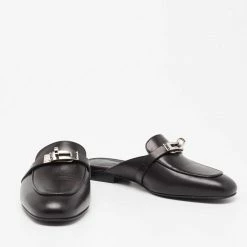 Hermes Hermès Black Leather Oz Mule Flats Size 36 For Women -Deals Hermes Store luxury women hermes new shoes p656651 004