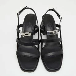 Hermes Hermès Black Leather Eve Sandals Size 39 For Women -Deals Hermes Store luxury women hermes new shoes p657975 008