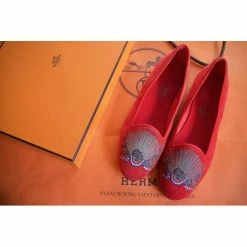 Hermes Rouge Ballerine Ballet Flats Size EU 38 For Women -Deals Hermes Store luxury women hermes new shoes p667768 009