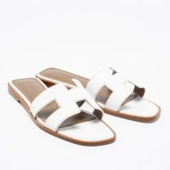 Hermes White Leather Oran Flats Sandals Size 38 For Women -Deals Hermes Store luxury women hermes new shoes p671131 007