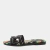 Hermes Black Suede Studded Oran Sandals Size 37.5 For Women