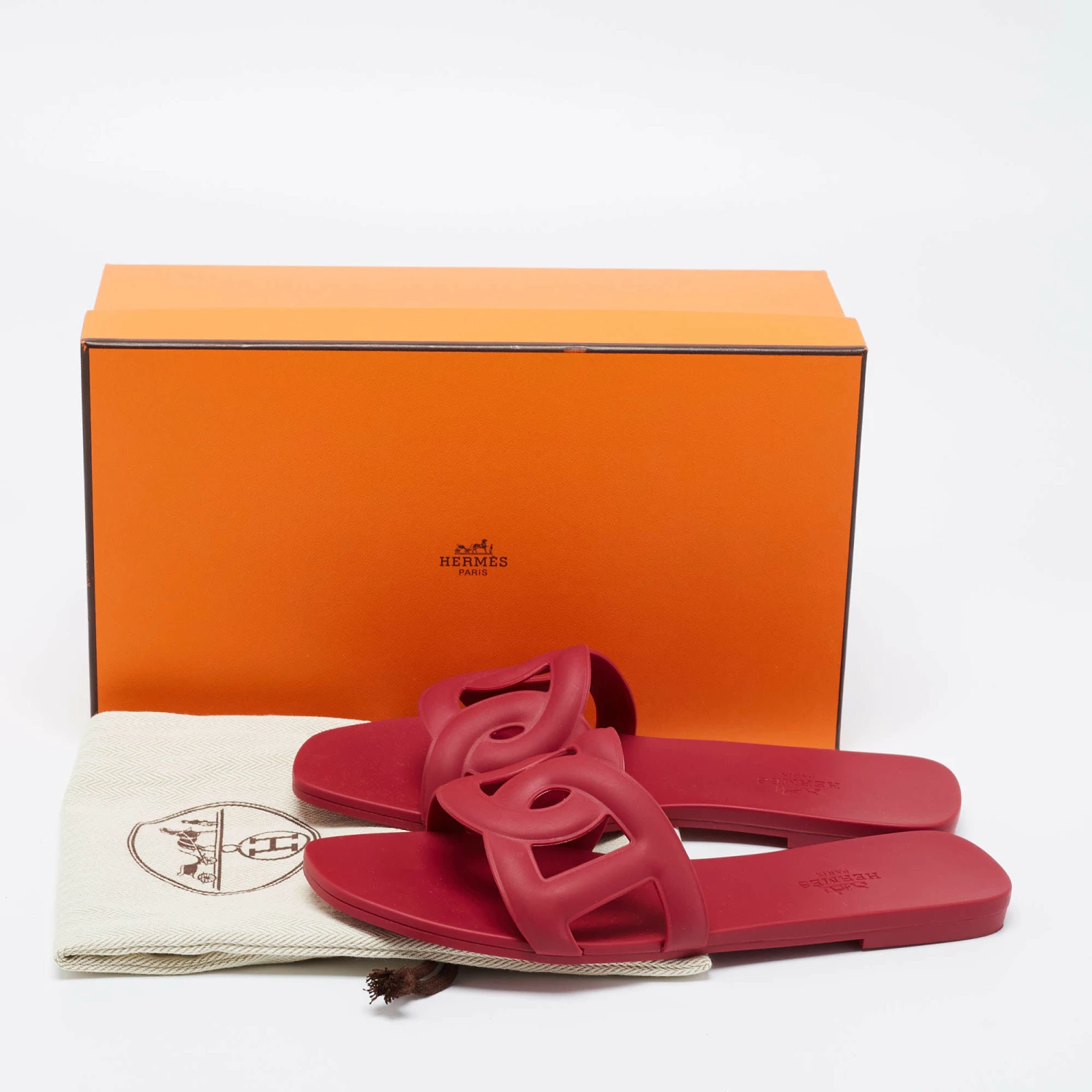 Hermes Burgundy Rubber Aloha Flat Slides Size 37 For Women 10 Hermes Burgundy Rubber Aloha Flat Slides Size 37 For Women - Image 8