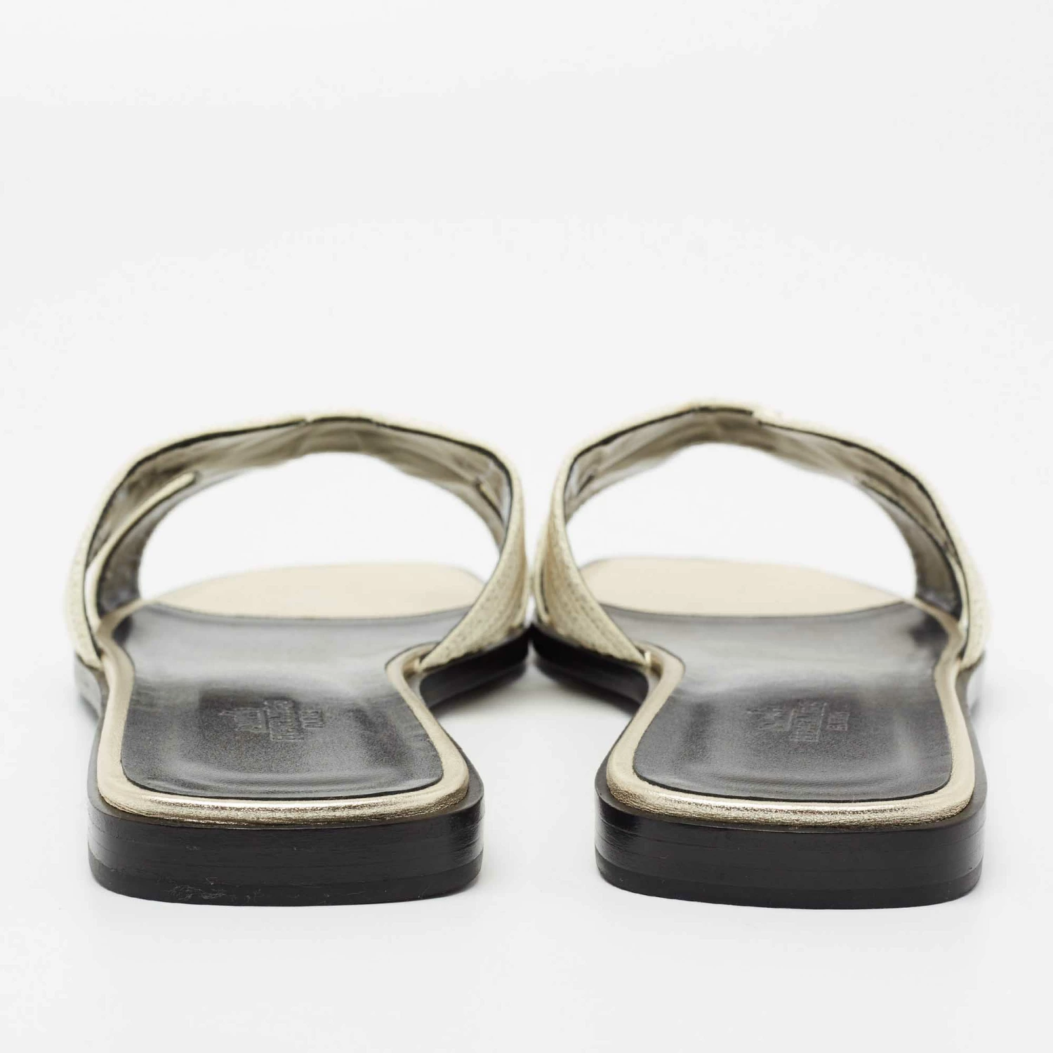 Hermes Metallic Pale Gold Twisted Metal Thread Oran Sandals Size 41 For Women 7 Hermes Metallic Pale Gold Twisted Metal Thread Oran Sandals Size 41 For Women - Image 5