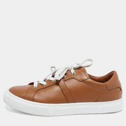 Hermes Tan Leather Day Low-Top Sneakers Size 38.5 For Women