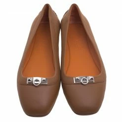Hermes Brown Leather Liberty Ballet Flats Size 39 For Women -Deals Hermes Store luxury women hermes new shoes p95377 003