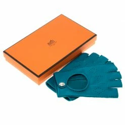 Hermes Blue Perforated Leather Fingerless Gloves Size 8 For Women -Deals Hermes Store luxury women hermes new travel p112798 005