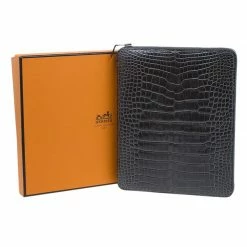 Hermes Grey Crocodile Leather Zip Around Agenda For Women -Deals Hermes Store luxury women hermes new travel p42883 012