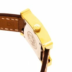 Hermes White Yellow Gold Plated Stainless Steel Heure H WHH1.101 Women's Wristwatch 17.2 Mm For Women -Deals Hermes Store luxury women hermes new watches p281223 004