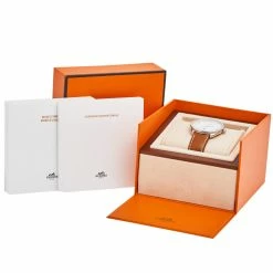 Hermes White Stainless Steel Leather Arceau AR7Q.810 Men's Wristwatch 40 Mm For Men -Deals Hermes Store luxury women hermes new watches p504223 001