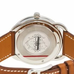 Hermes White Stainless Steel Leather Arceau AR7Q.810 Men's Wristwatch 40 Mm For Men -Deals Hermes Store luxury women hermes new watches p504223 003