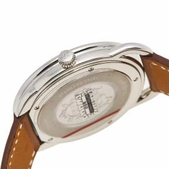 Hermes White Stainless Steel Leather Arceau AR7Q.810 Men's Wristwatch 40 Mm For Men -Deals Hermes Store luxury women hermes new watches p504223 004