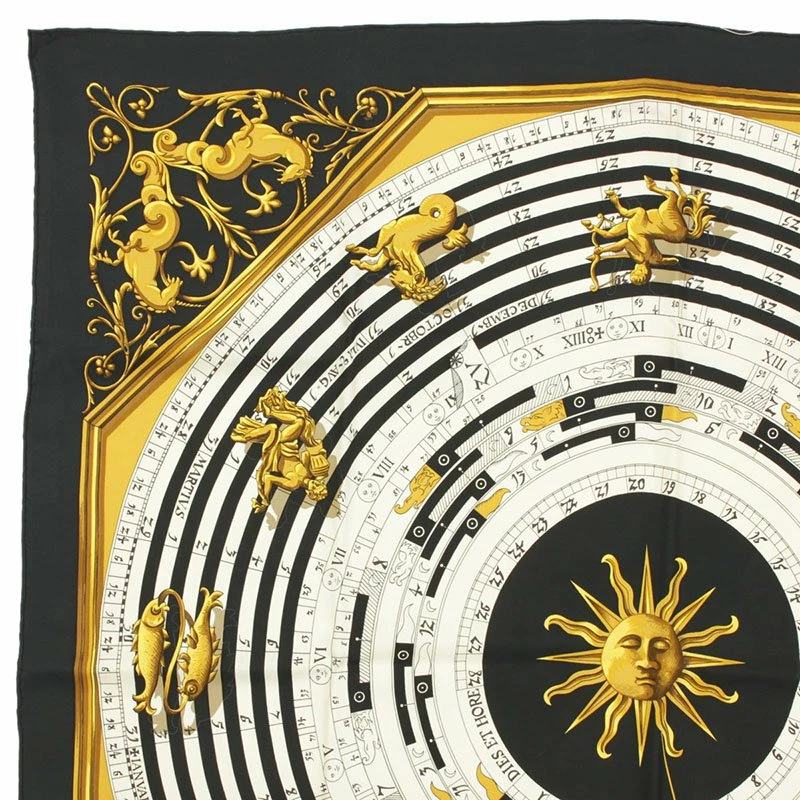 Hermes Black Dies Et Hore Silk Square Scarf For Women 4 Hermes Black Dies Et Hore Silk Square Scarf For Women - Image 2