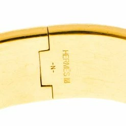 Hermes Clic Clac H Blue Enamel Gold-Plated Wide Bracelet PM For Women 14 Hermes Clic Clac H Blue Enamel Gold-Plated Wide Bracelet PM For Women -Deals Hermes Store luxury women hermes used accessories p101107 006