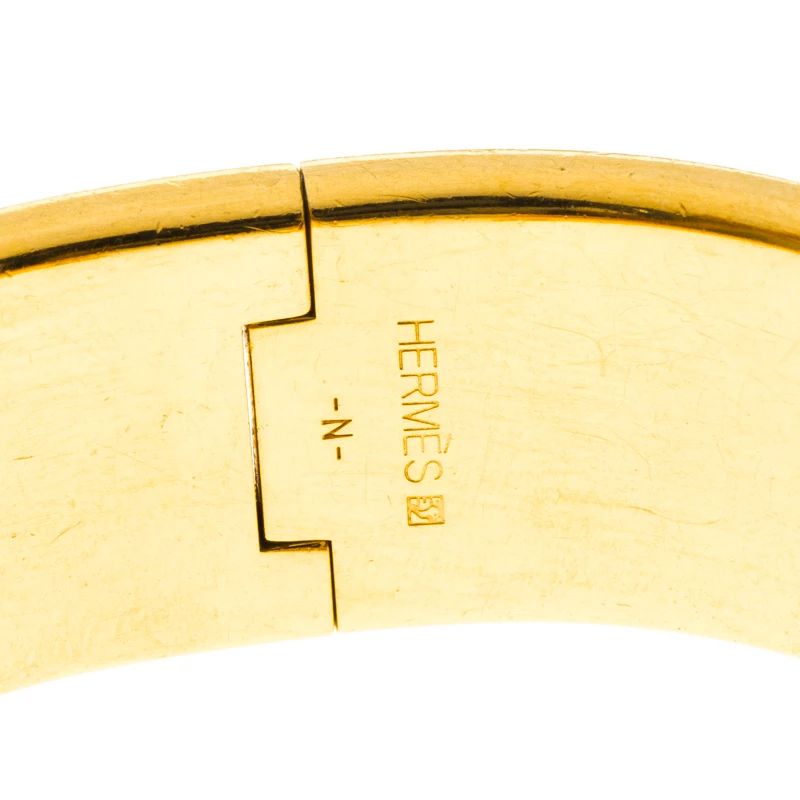 Hermes Clic Clac H Blue Enamel Gold-Plated Wide Bracelet PM For Women 8 Hermes Clic Clac H Blue Enamel Gold-Plated Wide Bracelet PM For Women - Image 6