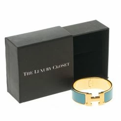 Hermes Clic Clac H Blue Enamel Gold-Plated Wide Bracelet PM For Women 15 Hermes Clic Clac H Blue Enamel Gold-Plated Wide Bracelet PM For Women -Deals Hermes Store luxury women hermes used accessories p101107 007