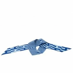 Hermes Indigo Ciel H Print Twilly Silk Bandeau Scarf For Women