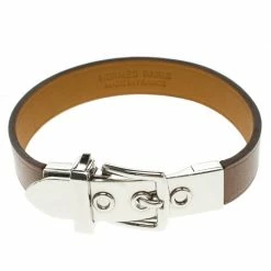 Hermes Java 10 Brulee Chamonix Calfskin Palladium Plated Bracelet XS For Women