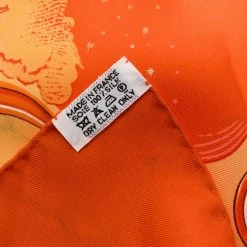 Hermes Orange Printed Silk Pour Vacheron Constantin Square Scarf For Women -Deals Hermes Store luxury women hermes used accessories p108654 0005