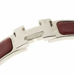 Hermes Clic Clac H Rouge De Chine Enamel Palladium-Plated Narrow Bracelet GM For Women -Deals Hermes Store luxury women hermes used accessories p109847 003