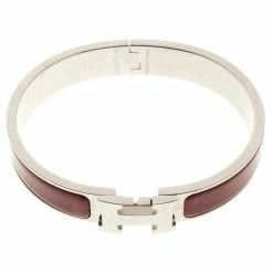 Hermes Clic Clac H Rouge De Chine Enamel Palladium-Plated Narrow Bracelet GM For Women -Deals Hermes Store luxury women hermes used accessories p109847 005