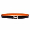Hermes Black Leather H Logo Constance Reversible Belt 100CM For Women