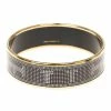 Hermes Wide Printed Enamel Gold-Plated Bracelet 20CM For Women -Deals Hermes Store luxury women hermes used accessories p11321 001