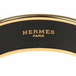 Hermes Wide Printed Enamel Gold-Plated Bracelet 20CM For Women -Deals Hermes Store luxury women hermes used accessories p11321 006