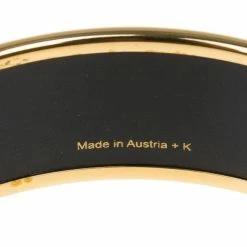 Hermes Wide Printed Enamel Gold-Plated Bracelet 20CM For Women -Deals Hermes Store luxury women hermes used accessories p11321 007