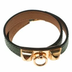 Hermes Rivale Double Tour Bottle Green Leather Rose Gold Plated Bracelet For Women 12 Hermes Rivale Double Tour Bottle Green Leather Rose Gold Plated Bracelet For Women -Deals Hermes Store luxury women hermes used accessories p117159 004
