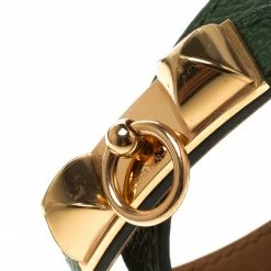 Hermes Rivale Double Tour Bottle Green Leather Rose Gold Plated Bracelet For Women 13 Hermes Rivale Double Tour Bottle Green Leather Rose Gold Plated Bracelet For Women -Deals Hermes Store luxury women hermes used accessories p117159 005
