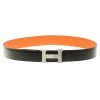 Hermes Black And Orange Leather H Buckle Reversible Belt 85cm For Women -Deals Hermes Store luxury women hermes used accessories p117248 001