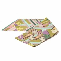 Hermes Multicolor Printed Silk Sangles En Zigzag Fleuries Maxi Twilly Scarf For Women -Deals Hermes Store luxury women hermes used accessories p117399 004