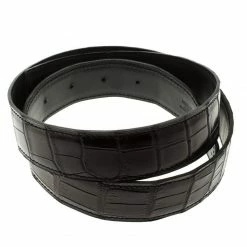 Hermes Black Porosus Crocodile Leather Belt Strap 85cm For Women -Deals Hermes Store luxury women hermes used accessories p120662 0003