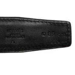 Hermes Black Porosus Crocodile Leather Belt Strap 85cm For Women -Deals Hermes Store luxury women hermes used accessories p120662 0004