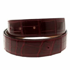 Hermes Red Porosus Crocodile Leather Belt Strap 95cm For Women