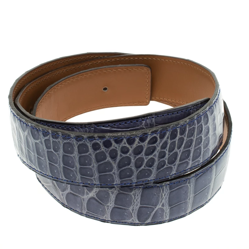 Hermes Lilac Porosus Crocodile Leather Belt Strap 85cm For Women 5 Hermes Lilac Porosus Crocodile Leather Belt Strap 85cm For Women - Image 3