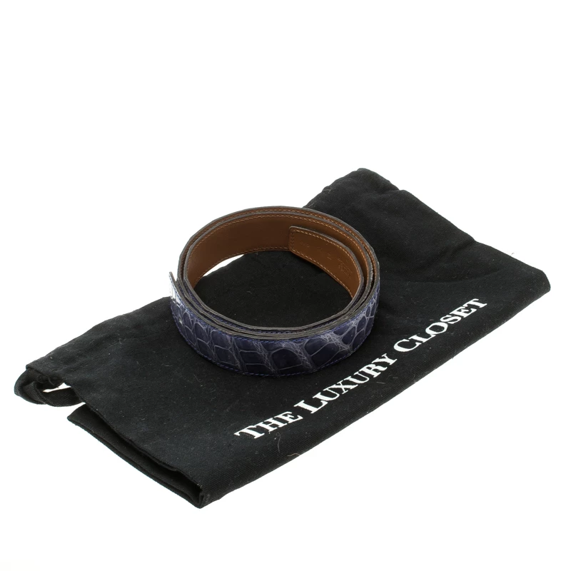 Hermes Lilac Porosus Crocodile Leather Belt Strap 85cm For Women 8 Hermes Lilac Porosus Crocodile Leather Belt Strap 85cm For Women - Image 6