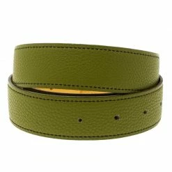 Hermes Anis Green And Yellow Leather Reversible Belt Strap 85cm For Women