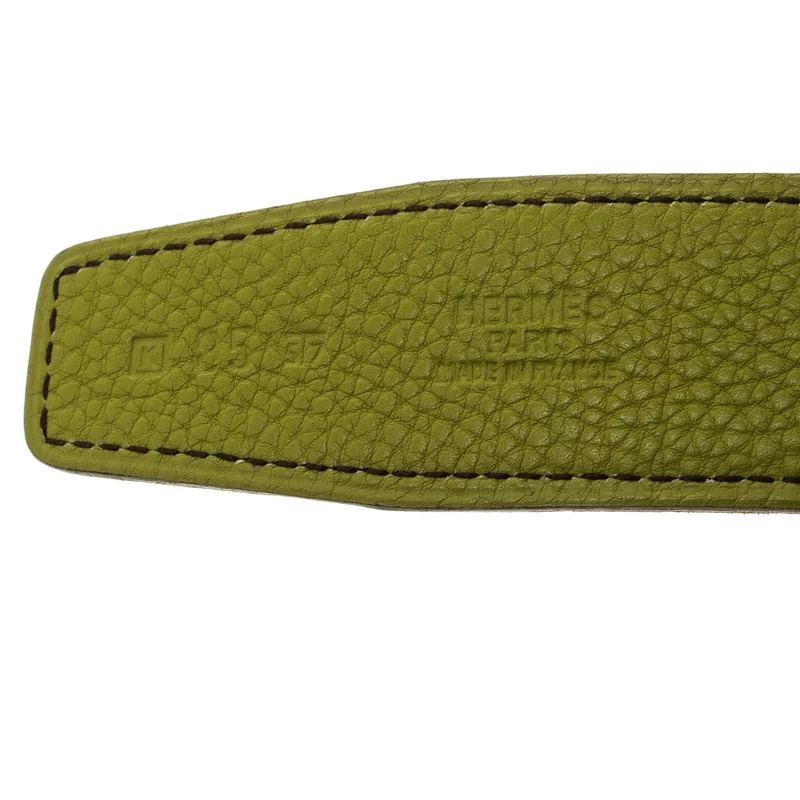 Hermes Anis Green And Yellow Leather Reversible Belt Strap 85cm For Women 6 Hermes Anis Green And Yellow Leather Reversible Belt Strap 85cm For Women - Image 4