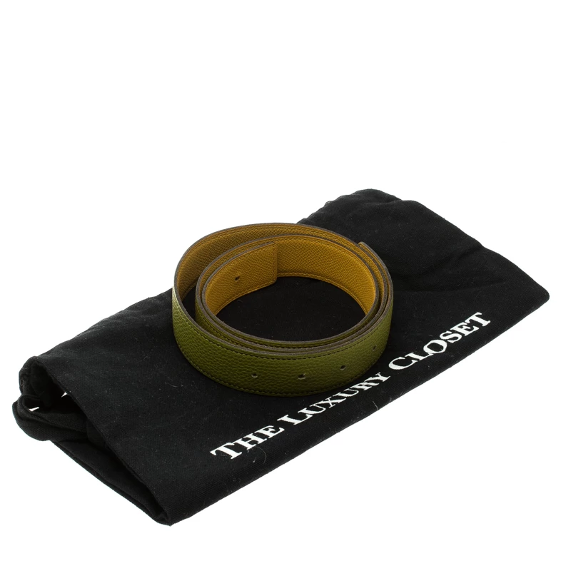 Hermes Anis Green And Yellow Leather Reversible Belt Strap 85cm For Women 8 Hermes Anis Green And Yellow Leather Reversible Belt Strap 85cm For Women - Image 6