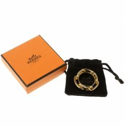 Hermes Regate Gold Plated Scarf Ring For Women -Deals Hermes Store luxury women hermes used accessories p120850 007