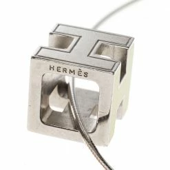 Hermes Cage D' H Enamel Palladium Plated Pendant Necklace For Women -Deals Hermes Store luxury women hermes used accessories p123289 003