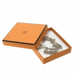 Hermes Long Chaîne D'Ancre Silver Necklace For Women -Deals Hermes Store luxury women hermes used accessories p123506 0004