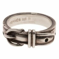 Hermes Vintage Silver Ring Size 51 For Women