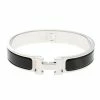 Hermes Clic Clac H Black Enamel Palladium Plated Narrow Bracelet For Women -Deals Hermes Store luxury women hermes used accessories p128883 001