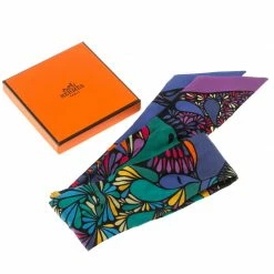 Hermes Millefleurs Du Mexique Printed Silk Twilly Scarf For Women -Deals Hermes Store luxury women hermes used accessories p131232 006