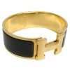 Hermes Clic Clac H Wide Gold-Plated Brown Enamel Bracelet PM For Women