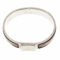 Hermes Loquet Red Enamel Palladium Plated Narrow Bracelet PM For Women 13 Hermes Loquet Red Enamel Palladium Plated Narrow Bracelet PM For Women -Deals Hermes Store luxury women hermes used accessories p131797 0005