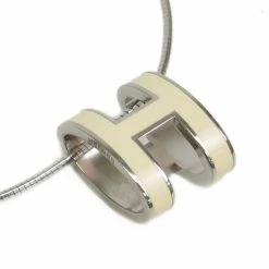 Hermes Pop H White Laquered Pendant Necklace For Women